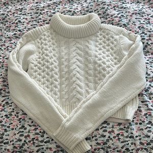 Tibi cropped mock neck cable sweater